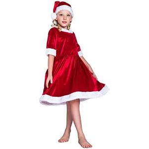 EraSpooky Girls Christmas Santa Claus Costume Dress Suit,Large