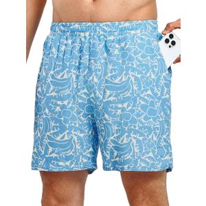 NORTHYARD Mens Swim Trunks 5" Beach Swim Shorts Quick Dry Bathing Suit with Mesh Liner Packable (Blue, M)