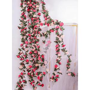 Miracliy 16 Pack 131 FT Flower Garland Decorations Plastic Artificial Flowers for Wedding Decoration Photo Booth Backdrop (Pink)