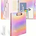 3-Ring Binder 1-inch with Clipboard, Holographic Pink Glitter Design, Including 5 Divider Pages, File Bag and Spine Label - Perfect for Schools, Offices and Organizations