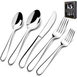 HaWare Silverware Set for 8, 40-Piece Heavy Duty Stainless Steel Flatware Utensils, Food Grade Cutlery Set Including Knife Fork and Spoon, Modern Tableware for Home and Restaurant, Dishwasher Safe
