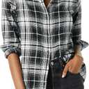 Amazon Essentials Women's Classic-Fit Long-Sleeve Lightweight Plaid Flannel Shirt L