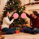 Artmag 2 PCS Large Velvet Christmas Balls Ornaments Shatterproof Hanging Set Flocked for Xmas Tree Holiday Party Decorations (Pink,6 Inch)