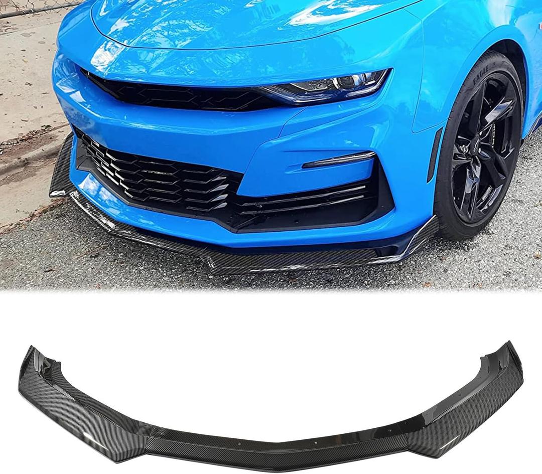 Carbon Fiber Front Bumper Lip Compatible with Chevy Camaro SS LS LT RS 2016-2024, Splitter Spoiler Diffuser Protector Wing Body Kit