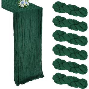 6 Pack Emerald Green Cheesecloth Table Runner 10FT Boho Cheese Cloths Gauze Fabric Table Runner 120 Inch Rustic Sheer for Wedding Birthday Party Baby Shower HolidayHome Decorations