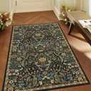 3x5 Black Brown Boho Floral Washable Rug,Soft Lightweight Low Pile Non-Shedding Carpet,Machine Washable Stain Resistant & Non-Slip for Entryway,Girls Bedroom,Kids Room,Living Room