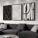 Large 3D Textured Framed Black and White Abstract Wall Art for Living Room, 3 Piece Modern Artwork for Walls, Minimalist Black White Texture Paintings for Hallway Office Wall Decor 24x36 In