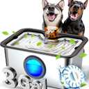 12L Large Ultra-Purification Dog Water Fountain SS304,Dog Drinking Bowl Dispenser with Visual Window,Widely Drinking Area,Triple Waterfall Structures,Deep Purification Filter,Low Water Indicator