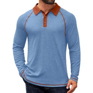 COOFANDY Mens Long Sleeve Polo Shirts Casual Button Collared Shirts Raglan Golf T Shirt (M)