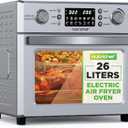 NutriChef 26L Electric Air Fryer Oven | 1700W Countertop Rotisserie & Air Fryer | 360 Rotating Feature | 10 Digital Menu Presets | Includes Drip Tray, Air Frying Basket & Bake Rack 15x16x14 (Silver)