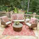 3 x OTOSTAR Set of 4 Waterproof Throw Pillow Covers 16x16 Inch Farmhouse Geometric Square Pillow Cases for Couch Patio Furniture Balcony Garden Outdoor DecorationGeometry70-Pink