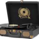 Vinyl Record Player Bluetooth Turntable 3-Speed Suitcase Portable Vintage Belt-Driven Record Player with Built-in Speakers RCA Line Out AUX in Headphone Jack LP Recording to Convert Records to MP3