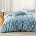 Bedsure Queen Comforter Set - Mineral Blue Bed Set, 3 Pieces Cute Floral Bedding, 1 Soft Reversible Botanical Flowers Comforter and 2 Pillow Shams (11 - Mineral Blue)