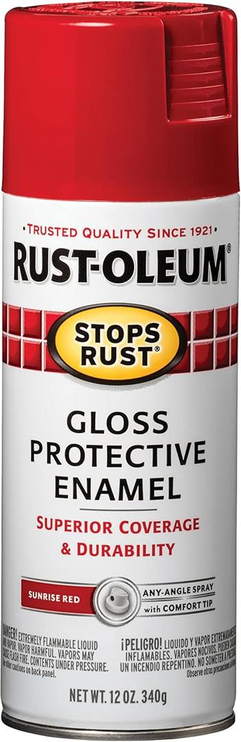 Rust-Oleum 7762830 Stops Rust Spray Paint, 12 oz, Gloss Red Sunrise
