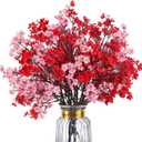 8Pcs Babys Breath Fake Artificial Flowers, Real Touch Red Pink Mix and Match Plants Silk Flowers for Vase Home Office Wedding Indoor Outdoor Centerpiece Table Mother's Day Decoration