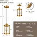 Brushed Gold Pendant Lights Kitchen Island, 1-Light Modern Brass Mini Hanging Light Fixtures with Clear Glass, Farmhouse Kitchen Pendant Lighting Over Island for Sink, OS-3014-1PBG