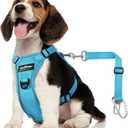 Dog Seat Belt Harness for Car, Dog Car Harness Adjustable Mesh Breathable & Dogs Seatbelt Safety Tether with Elastic Bungee for Small Medium Large Pets(Blue, M) (M (Chest: 19.7-26.4", Neck: 12.6-20.5"))