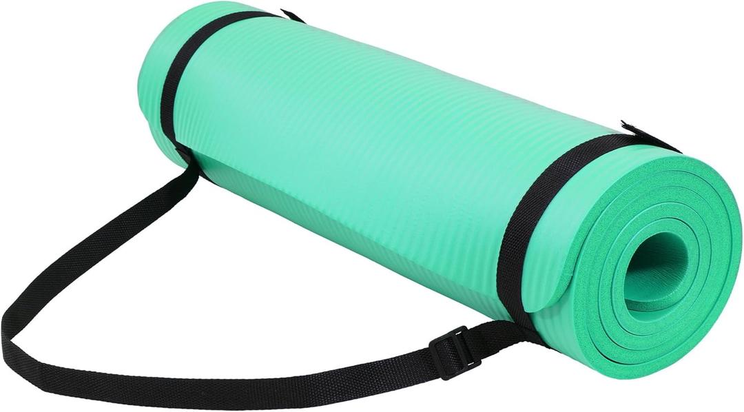 Yoga Mat, 1/2-Inch Extra Thick High Density Exercise Mat, Anti-Tear Exercise Yoga Mat with Carrying Strap, Suitable for Various Yoga Exercises (Aqua)