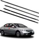Window Molding Trim Seal for Honda Civic 2006-2011 Accessories, Outer Door Black Rubber Weather Stripping Belt, Replacement 72450-SNA-A01 (4PCS)