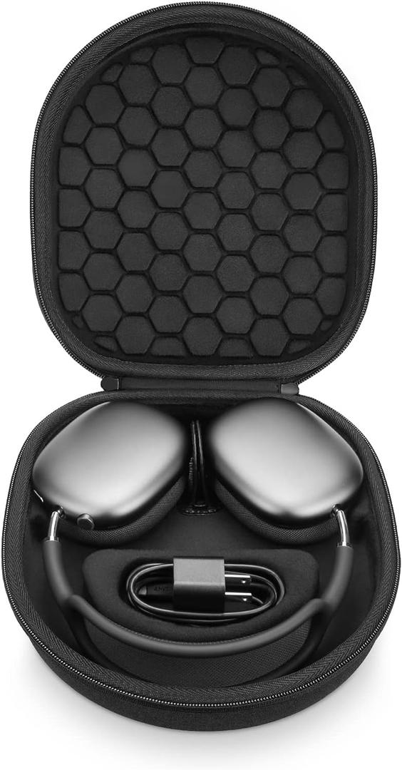 Smart Case for Apple AirPods Max Supports Sleep Mode, Hard Organizer Portable Carry Travel Cover Storage Bag (Black)