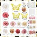 Thiccywoov 43 Pcs Graduation Cap Decorations Kit Includes Artificial Flowers Faux Flower Heads 3D Butterfly Stickers Pearl Rhinestones Glitter Stickers for Grad Cap Topper DIY Graduation Gift(Pink)