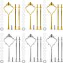 6 Set Tiered Tray Hardware for Cake Stand Mold Crown 3 Tier Cake Stand Fittings Hardware Holder for Wedding and Party Making Resin Cupcake Dessert Platter Serving Stand (Gold & Silver, M)