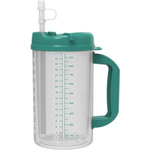 32 oz Double Wall Insulated Hospital Mug - Cold Drink Mug - Large Carry Handle - Includes Straw (1, Teal)