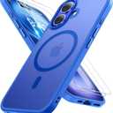 Miracase Magnetic Series for iPhone 16 Case [Compatible with MagSafe] [with 2X Screen Protectors] Military-Grade Protection, Anti-Fingerprint, Slim Phone Case for iPhone 16 6.1 inch - Blue