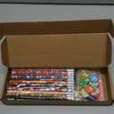 Christmas Party Favors 24 Pack Stationery Set Bulk Goodie Bag Suffers Class Gifts Classroom School Holiday Treat for Students Stockings Pencils Rulers Erasers Stickers slap bracelets