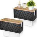 Set of 2 Paper Towel Dispenser Wall Mount, Paper Towel Holder Wall Mounted with Lid, Solid Wood Commercial C-Fold, Z-Fold, Trifold Hand Paper Towel Holder Hand Towel Holder for Bathroom Kitchen Decor