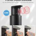 Automatic Liquid Soap Dispenser Touchless, 304 Stainless Steel Bottle Body &16.2oz/480ml Rechargeable, 3 Adjustable Liquid Levels, IPX7 Waterproof, for Kitchen Bathroom, Black