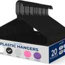 SereneLife Premium 20 Pack Plastic Hangers, Lightweight, Durable, Space Saving Clothes Organizers, Suitable for Shirts, Sweaters, Hoodies, Dresses, Kids Clothes, Good for Home Organization (Black)