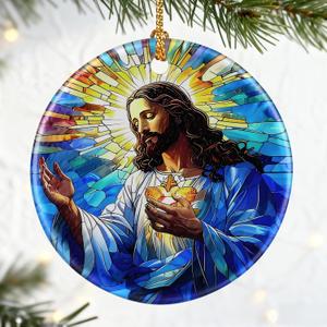 3 x Christian Gift: Jesus Ornament | Christmas Ornaments (Christmas Tree Ornaments), Holiday Ornament, Christian Home Decor, Jesus Christ Decoration, Religious Gifts & Xmas Gifts