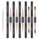 Nail Art Bushes Set, Professional 5Pcs Double-Ended Nail Brush Kit for Details, Long Lines, Ombre & 3D Design-Perfect for DIY Manicures & Salons (Black)