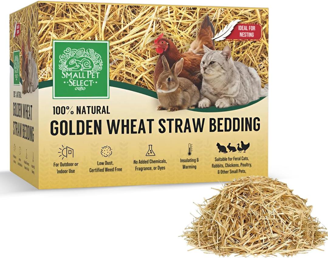 Small Pet Select - Golden Wheat Straw Bedding, 8lb, 100% Natural Plant Material, Soft Animal Bedding Litter with Odor Control for, Rabbit, Hamster, or Bunny, Habitat Accessories, Made in USA