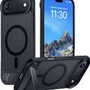 Temdan Designed for iPhone Air Case, [Built-in Invisible Kickstand][Compatible with MagSafe][Military Grade Shockproof] Slim Translucent Matte Phone Case for iPhone 17 Air 6.5 inch (Black)
