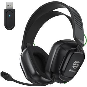 2.4GHz Wireless Gaming Headset for Switch, PS4, PS5, PC, Ultra-Low Latency, Lossless Bluetooth Gaming Headphones with Noise-Canceling Mic, 50+ Hr Battery (Jet Black)