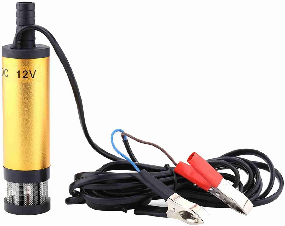 DC 12V Submersible Water Pump, 12V Water Transfer Pump, 8500R/M Mini Water Pump, Small Sump Pump Portable, 12 L/min Oil Water Stainless Steel Pump for Kerosene (12v gold)