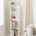 Bookshelf, Modern 4-Tier Bookcase, Open Storage Book Shelf, 11 14.2 50.4 Inches, Small Narrow Bookshelves for Living Room, Home Office, Bedroom, White