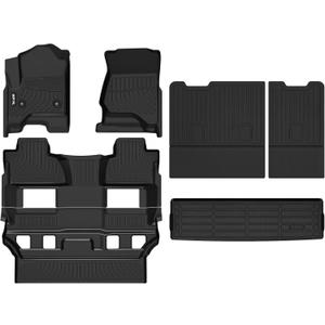 AIPOIL Floor Mats & Cargo Liner & Seatback Cargo Set for 2015-2020 Chevrolet Chevy Tahoe & GMC Yukon (Bucket Seat) All Weather Protection TPE Anti-Slip Car Full Set Custom Car Mats Accessories -Black