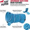 Tuff Pupper Fast Drying Dog Bath Robe | 800 GSM Plush Dog Towel Bathrobe/Dressing Gown | Super Absorbent Pet/Puppy Bathrobe | Adjustable Hood & Belly Strap | Super Soft | Fast Drying (XL, Blue)