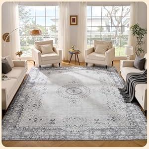 Istana Stylish Foldable Stain Resistant Rug 10x14 - Grey/ Gold - Boho Washable Area Rug
