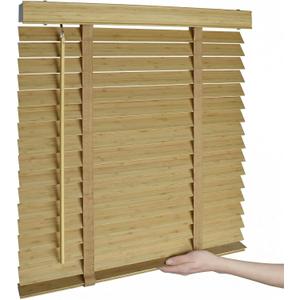 2" Cordless Bamboo Blinds,Indoor Windows Horizontal Wood Blinds 23.5"Wx72"H | Room Darkening Wooden Window Shades for Interior Bedrooms, Living Rooms, Offices Natural.
