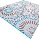 Reversible Outdoor/Indoor Plastic Straw Rugs Waterproof Portable Mat Easy to Clean Outdoor Patio Mat,Perfect for Garden, Patio, Picnic, Decking-Blue,8x10Ft