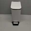 Cesun Small Bathroom Garbage Can with Lid Soft Close, Step Pedal, 6 Liter / 1.6 Gallon Stainless Steel Slim Garbage Can for Bedroom, Diaper Waste Basket with Removable Inner Container(White)