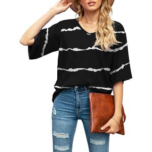 SUEANI Women's Blouse Tops Loose V Neck 3/4 Bell Sleeve Shirt, Size 2XL