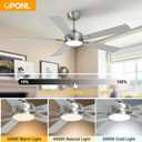 Ceiling Fans with Lights, 52 Inch Nickel Modern Ceiling Fan with Light and Remote Control, DC Reversible Motor, Noiseless, Dual Fan Blades, 6CCT, Fans for Bedroom, Living Room, Indoor and Outdoor Use