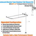 Clawfoot Tub Shower Kit,Add On Shower With Bathcock Diverter Faucet and 60" D Type Claw foot Tub Shower Curtain Rod Kit,D-Style Shower Rod and Clawfoot Tub Shower Faucet Set,Chrome Plated