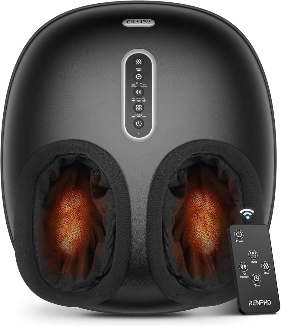 RENPHO Foot Massager with Heat, [2026 Upgraded] Birthday Gifts for Women Men Elderly, FSA Eligible Shiatsu Foot Massager for Plantar Fasciitis, Deep-Kneading, Air Squeezing Feet Massager, Size 12 DG