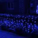 Dazzle Bright Christmas Net Lights, 360 LED 12FT x 5 FT Green Wire Waterproof Connectable String Lights with 8 Modes, Christmas Outdoor Light for Bushes Garden Party Wedding Holiday Decoration (Blue)